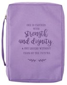 Bible Cover Poly Canvas Large: Strength & Dignity, Purple, Carry Handle Bible Cover