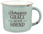 Camp Style Ceramic Mug: Amazing Grace How Sweet the Sound, Green/White Homeware