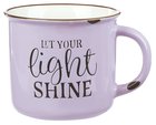 Camp Style Ceramic Mug: Let Your Light Shine, Lavendar/White Homeware