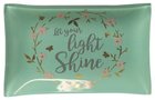 Small Glass Trinket Tray: Let Your Light Shine...Light Blue/Floral Wreath (Sparkle Range) Homeware