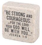Cast Stone Plaque: Strength Scripture Stone, Cream (Joshua 1:9) Plaque