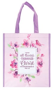 Non-Woven Tote Bag: I Can Do All Things Through Christ....Pink/Purple/Floral (Phil 4:13) Non-Woven Tote Bag: I Can Do All Things Through Christ....Pink/Purple/Floral (Phil 4:13)