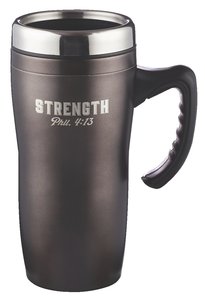 Stainless Steel Travel Mug: Strength, Black (Phil 4:13) Stainless Steel Travel Mug: Strength, Black (Phil 4:13)
