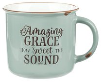 Camp Style Ceramic Mug: Amazing Grace How Sweet the Sound, Green/White Camp Style Ceramic Mug: Amazing Grace How Sweet the Sound, Green/White