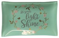 Small Glass Trinket Tray: Let Your Light Shine...Light Blue/Floral Wreath (Sparkle Range) Small Glass Trinket Tray: Let Your Light Shine...Light Blue/Floral Wreath (Sparkle Range)