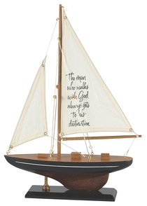 Sailboat Wood/Fabric: The Man Who Walks With God (Black & White Stripe) Sailboat Wood/Fabric: The Man Who Walks With God (Black & White Stripe)