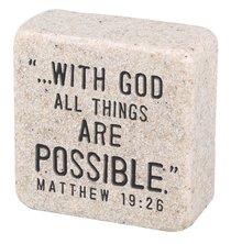 Cast Stone Plaque: Faith Scripture Stone, Cream (Matthew 19:26) Cast Stone Plaque: Faith Scripture Stone, Cream (Matthew 19:26)