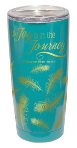 Gold Accent Steel Tumbler: The Joy is in the Journey, Teal/Gold Gold Accent Steel Tumbler: The Joy is in the Journey, Teal/Gold