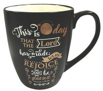 Mug: This is the Day That the Lord Has Made, Black With Gold & White, 12Oz Mug: This is the Day That the Lord Has Made, Black With Gold & White, 12Oz
