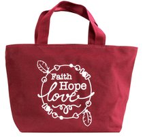 Cloth Bag: Faith Hope Love, Maroon Cloth Bag: Faith Hope Love, Maroon