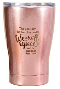 Tumbler Mug Stainless Steel: This is the Day, Metallic Light Pink Tumbler Mug Stainless Steel: This is the Day, Metallic Light Pink