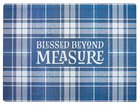 Large Glass Cutting Board: Blessed Beyond Measure, Blue/White Check (Blessed Beyond Measure Collection) Homeware