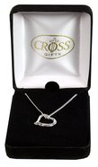 Necklace: Silver Plated Heart With Cross 45Cm Silver Plated Chain Jewellery