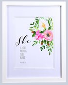 Medium Framed Print: Watercolour Flowers, She is More Precious Than Rubies (Proverbs 3:15) Plaque