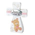 Tabletop Cross: Jesus Loves Me - Girl (Pink/white) Plaque