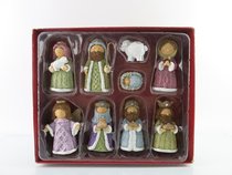 Resin Knitted Finish Nativity Set of 9 Pastel Colors Resin Knitted Finish Nativity Set of 9 Pastel Colors