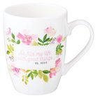 Ceramic Mug: He Fills My Life With Good Things, Pink Floral (Psalm 103:5) Homeware