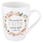 Ceramic Mug: For We Live By Faith, Not By Sight, Apricot Floral Bouquet (2 Cor 5:7) Homeware