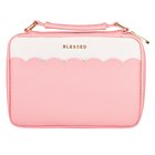 Bible Cover Fashion Medium: Blessed, Pink/White, Carry Handle Bible Cover