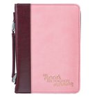 Bible Cover Trendy Large: His Mercies Are New Every Morning, Pink/Brown, Carry Handle Bible Cover
