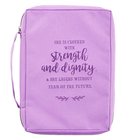 Bible Cover Poly Canvas Medium: Strength & Dignity, Purple, Carry Handle Bible Cover
