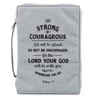 Bible Cover Poly Canvas Large: Be Strong & Courageous, Dirty Gray, Carry Handle Bible Cover