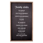 Wall Plaque: Family Rules, Black/White/Brown (Mdf) Plaque
