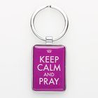 Metal Keyring: Keep Calm and Pray Purple Jewellery