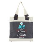 Canvas Tote Bag With Magnetic Clasp: Joy of the Lord, Navy With Cream & Red (Retro Blessings 'Joy' Series) Soft Goods