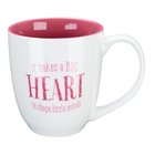 Ceramic Mug: It Takes a Big Heart to Shape Little Minds (White/Pink) (414ml) Homeware