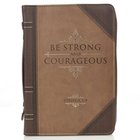 Bible Cover Classic Large: Strong & Courageous, Beige/Brown (Joshua 1:9) Bible Cover