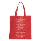 Tote Bag: Do All the Good You Can, John Wesley Tote Bag, Red/White Soft Goods