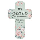 Bookmark Cross-Shaped: My Grace is Sufficient For You.. 2 Cor 12:9, Green/Pale Pink Roses Stationery