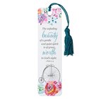 Bookmark With Tassel: The Unfading Beauty of a Gentle and Quiet Spirit... (Penny-farthing And Flowers, Teal) Stationery