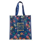 Non-Woven Tote Bag: Grace Upon Grace (Navy/floral) Soft Goods
