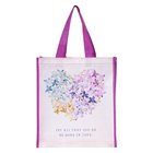 Tote Bag: Let All That You Do Be Done in Love, Violet Floral Heart With Purple Handles (Violet Heart Collection) Soft Goods