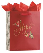Christmas Gift Bag Large: Hope, Red With Flowers (Romans 15:13 KJV) (Incl Two Sheets Of Tissue Paper) Stationery