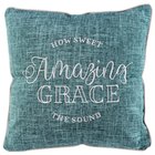 Square Pillow: Amazing Grace, How Sweet the Sound, Turquoise/White Linen Soft Goods