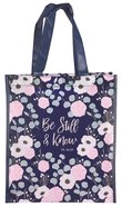 Non-Woven Tote Bag: Be Still & Know, Navy/Floral (Psalm 46:10) Soft Goods
