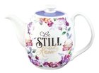 Ceramic Teapot: Be Still and Know Purple Floral (Ps 46:10) (Be Still And Know Collection) Homeware