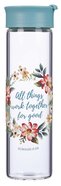 Water Bottle Clear Glass: All Things Work Together (Rom 8:28) Homeware