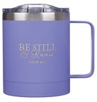 Camp Style Stainless Steel Mug: Be Still & Know (Ps 46:10) Purple (325ml) Homeware