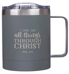 Camp Style Stainless Steel Mug: All Things (Phil 4:13) Gray (325ml) Homeware