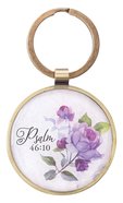 Keyring in Tin: Be Still Purple Floral Gold (Ps 46:10) (Be Still And Know Collection) Jewellery
