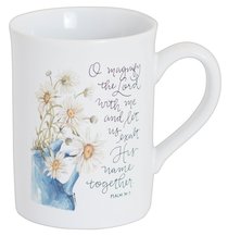 Gracelaced Ceramic Mug: Magnify the Lord, Cream/Sunflowers in Blue Vase Gracelaced Ceramic Mug: Magnify the Lord, Cream/Sunflowers in Blue Vase