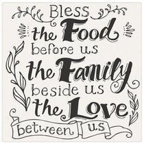 Ceramic Trivet: Bless the Food, White/Black Ceramic Trivet: Bless the Food, White/Black