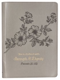 Journal Slimline: Strength & Dignity, Flower Design/Gold Etching (Proverbs 31:25) Journal Slimline: Strength & Dignity, Flower Design/Gold Etching (Proverbs 31:25)