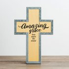 Wood Metal Wrap Cross: Amazing Grace Plaque