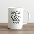Ceramic Mug: Impossible is God's Starting Point, White/Grey Homeware