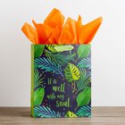Gift Bag Large: It is Well, Green Leaves (Incl Two Sheets Tissue Paper & Gift Tag) Stationery